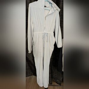 Forever 21 Hello Kitty Velour Jumpsuit Light Blue Y2K Lounge Set